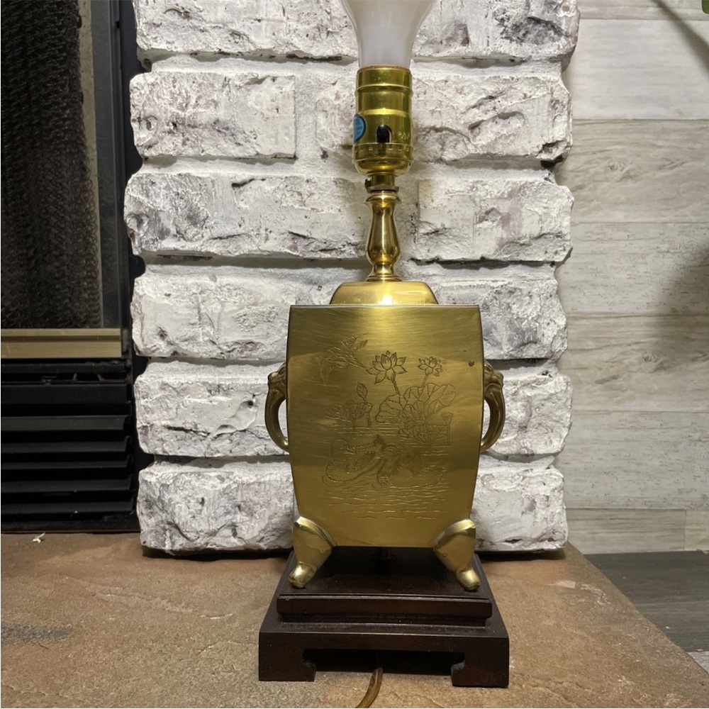 Vintage lamp MCM Engraved Brass